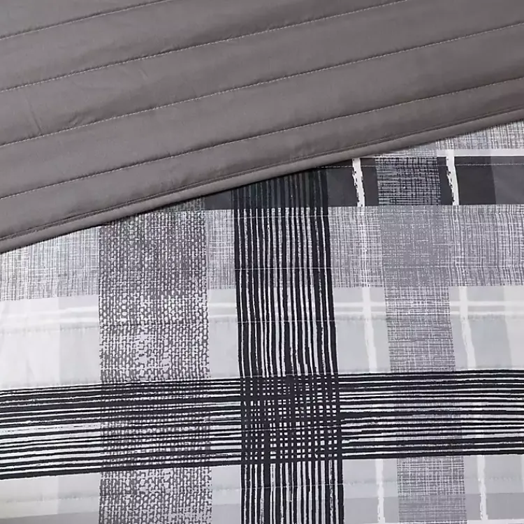 Kirklands Home Jax Plaid 5-pc. Full/Queen Comforter Set Gray New
