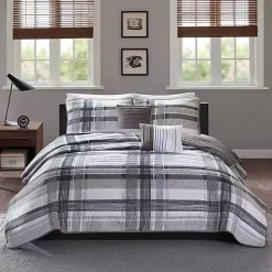Kirklands Home Jax Plaid 4-pc. Twin/Twin XL Comforter Set Gray New