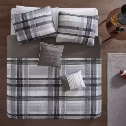 Kirklands Home Jax Plaid 4-pc. Twin/Twin XL Comforter Set Gray New