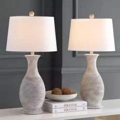 Kirklands Home Gray Jug Base Table Lamps, Set of 2 White Outlet
