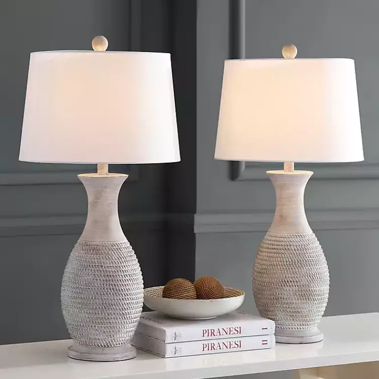 Kirklands Home Gray Jug Base Table Lamps, Set of 2 White Outlet
