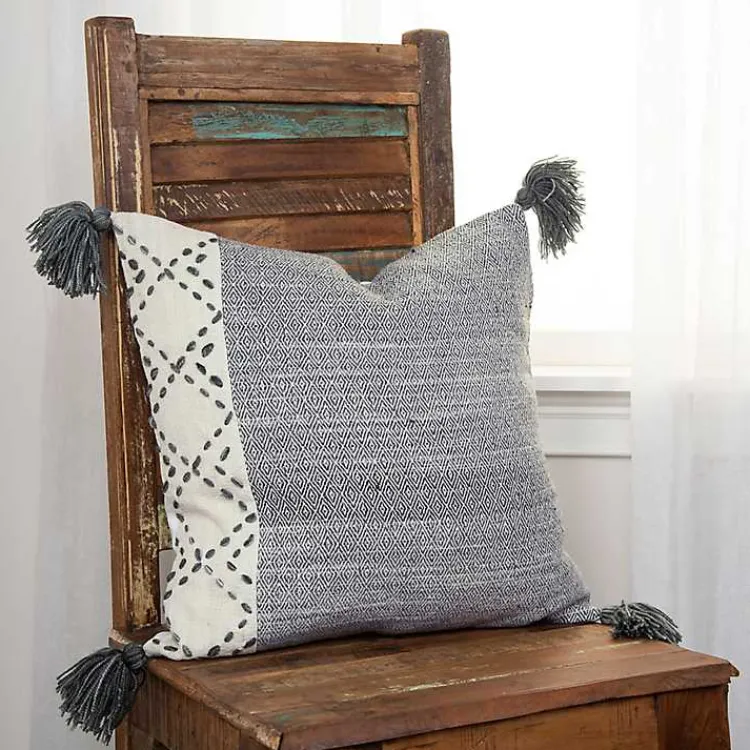 Pillows>Kirklands Home Kantha Stitch Recycled Throw Pillow Gray