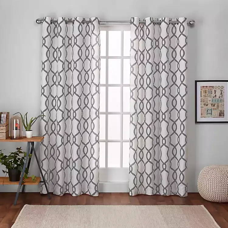Kirklands Home Gray Kenzie Curtain Panel Set, 96 in Outlet