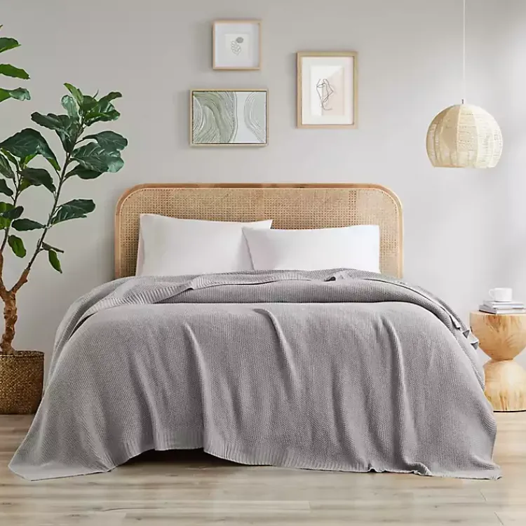 Blankets & Throws>Kirklands Home King Rylan Knit Blanket Gray