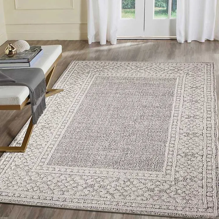 Kirklands Home Leopard Border Outdoor Area Rug, 5x7 Gray Clearance