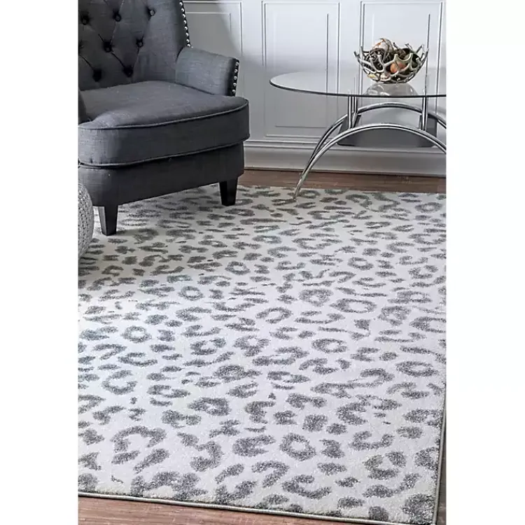 Kirklands Home Leopard Print Area Rug, 5x7 Gray Clearance
