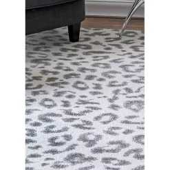 Kirklands Home Leopard Print Area Rug, 5x7 Gray Clearance