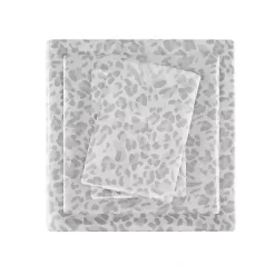 Kirklands Home Gray Leopard Print Satin 4-pc. King Sheet Set Outlet