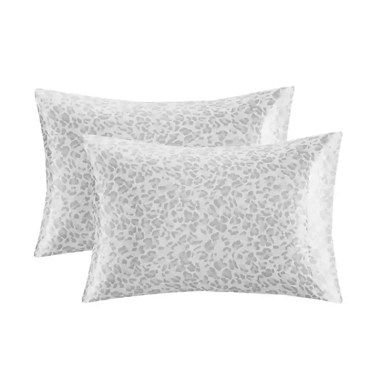 Kirklands Home Gray Leopard Satin King 2-pc. Pillow Case Set Clearance