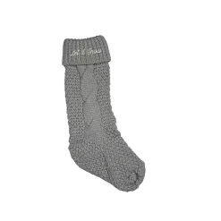 Christmas Stockings & Stocking Holders>Kirklands Home Let it Snow Cable Knit Stocking Gray