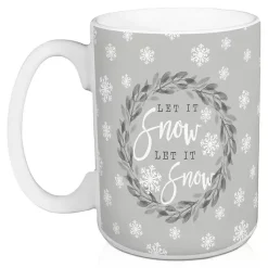 Christmas Dining & Entertaining>Kirklands Home Gray Let it Snow Christmas Mugs, Set of 2