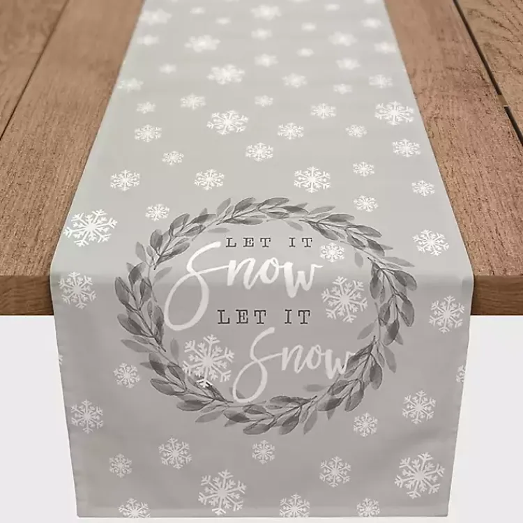 Christmas Dining & Entertaining>Kirklands Home Let It Snow Table Runner, 72 in. Gray