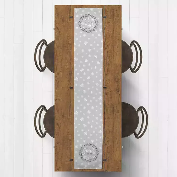 Christmas Dining & Entertaining>Kirklands Home Let It Snow Table Runner, 72 in. Gray