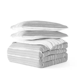 Kirklands Home Gray Linear Reversible 3-pc. King Quilt Set New