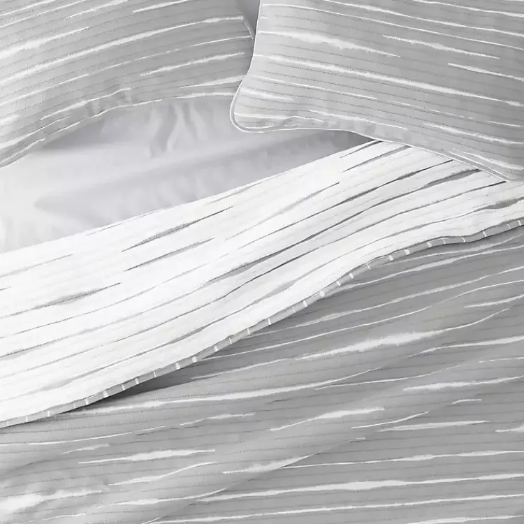 Kirklands Home Gray Linear Reversible 3-pc. King Quilt Set New