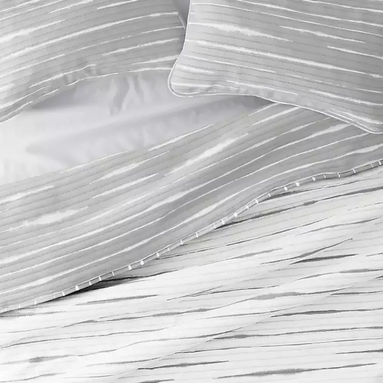Kirklands Home Gray Linear Reversible 3-pc. King Quilt Set New
