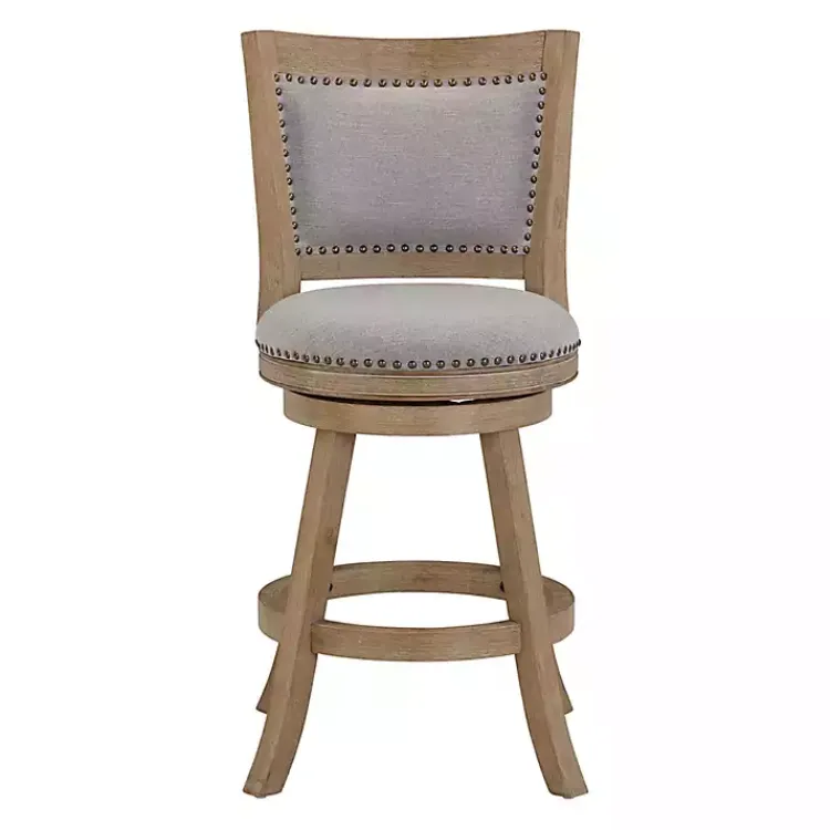 Kirklands Home Linen and Driftwood Swivel Counter Stool Gray Discount