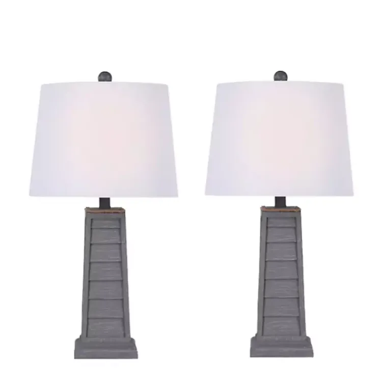 Kirklands Home Louvered Shutter Table Lamps, Set of 2 Gray New