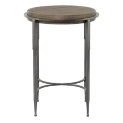 Kirklands Home Metal & Wood Round Accent Table Gray Clearance