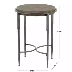 Kirklands Home Metal & Wood Round Accent Table Gray Clearance