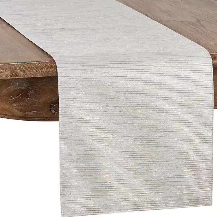 Kirklands Home Gray Metallic Woven Stripe Table Runner Discount