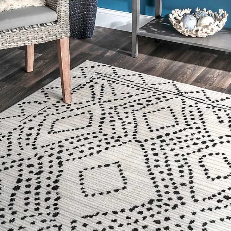 Kirklands Home Gray Millie Dotted Trellis Area Rug, 9x12 Best