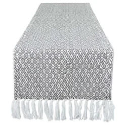 Kirklands Home Mini Diamond Fringe End Table Runner, 108 in. Gray Hot