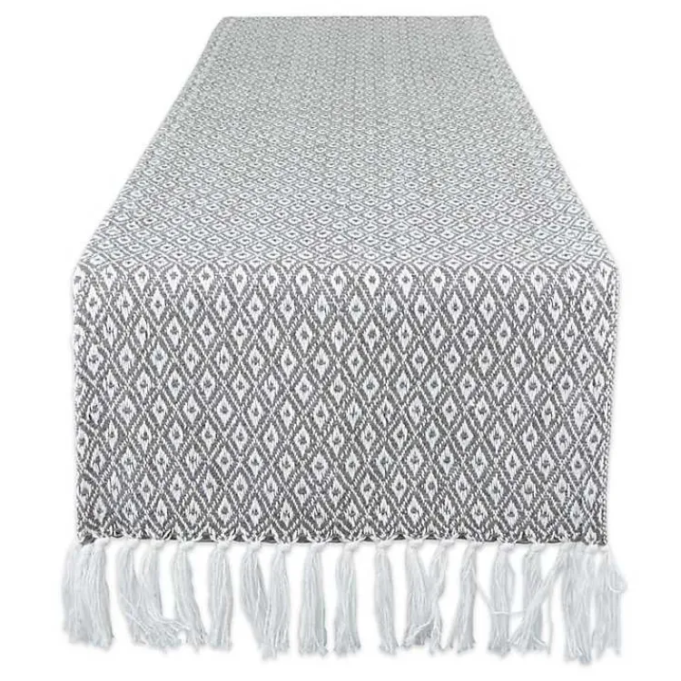 Kirklands Home Mini Diamond Fringe End Table Runner, 108 in. Gray Hot
