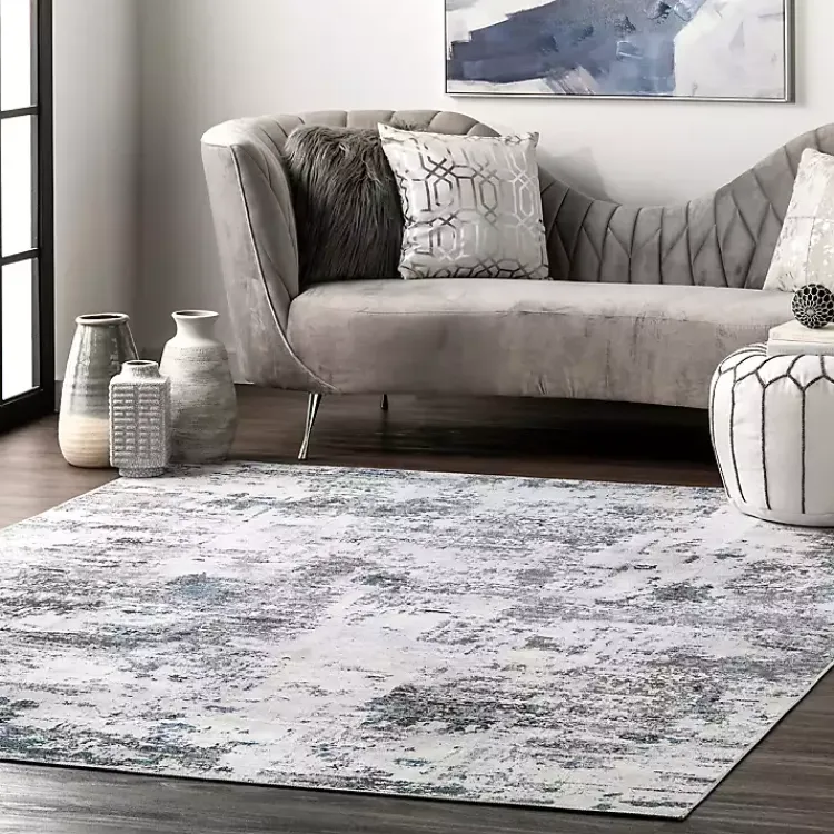 Kirklands Home Gray Modern Abstract Washable Runner Clearance