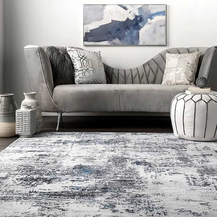 Kirklands Home Gray Modern Abstract Washable Runner Clearance