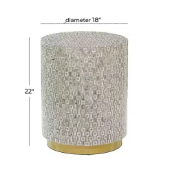 Kirklands Home Mother Of Pearl Sells Wood Base Accent Table Gray Hot