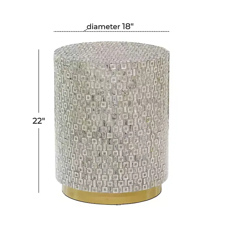 Kirklands Home Mother Of Pearl Sells Wood Base Accent Table Gray Hot