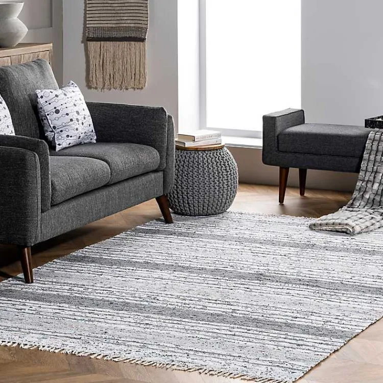 Kirklands Home Gray Mottled Stripe Tassel Area Rug, 8x10 Best