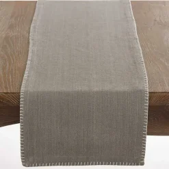 Kirklands Home Overcast Stitch Cotton Table Runner Gray Hot
