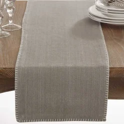 Kirklands Home Overcast Stitch Cotton Table Runner Gray Hot