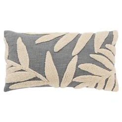 Pillows>Kirklands Home Gray Palm Lumbar Pillow
