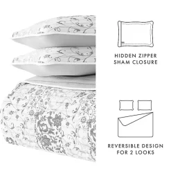 Kirklands Home Gray Patchwork Reversible 3-pc. Queen Quilt Set Clearance