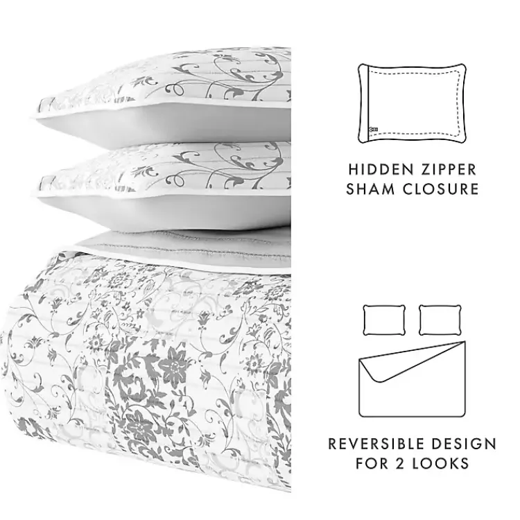 Kirklands Home Gray Patchwork Reversible 3-pc. King Quilt Set Outlet