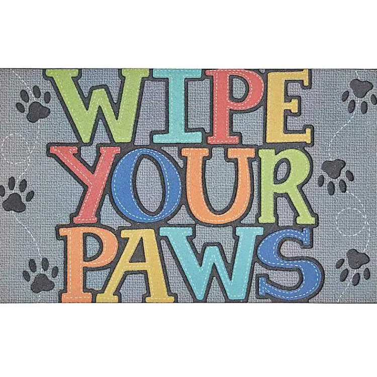 Kirklands Home Gray Paw Stitched Doormat Multi Discount