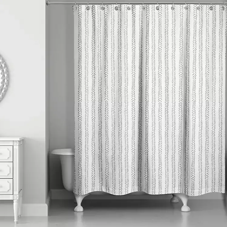 Kirklands Home Gray Petal Lines Shower Curtain Best