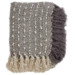 Blankets & Throws>Kirklands Home Petite Pom Pom Throw with Tassels Gray
