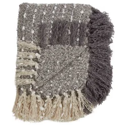 Blankets & Throws>Kirklands Home Petite Pom Pom Throw with Tassels Gray