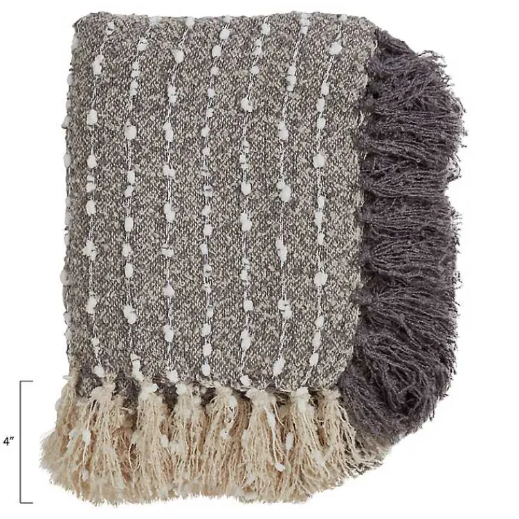 Blankets & Throws>Kirklands Home Petite Pom Pom Throw with Tassels Gray