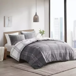 Kirklands Home Gray Plaid Dayton 3-pc. Full/Queen Comforter Set Sale