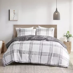 Kirklands Home Gray Plaid Dayton 3-pc. Full/Queen Comforter Set Sale