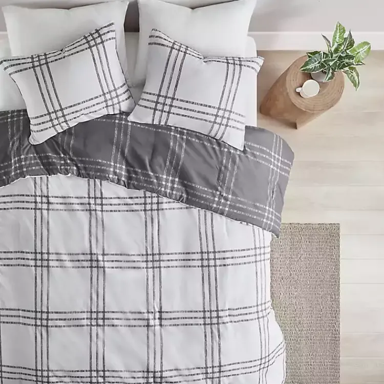Kirklands Home Gray Plaid Dayton 3-pc. Full/Queen Comforter Set Sale