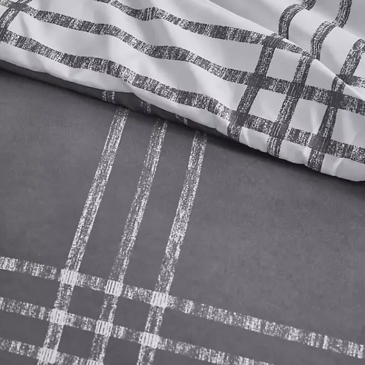 Kirklands Home Gray Plaid Dayton 3-pc. King Comforter Set Discount