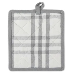 Kirklands Home Gray Plaid Eat Drink Enjoy 4-pc. Dish Towel Set