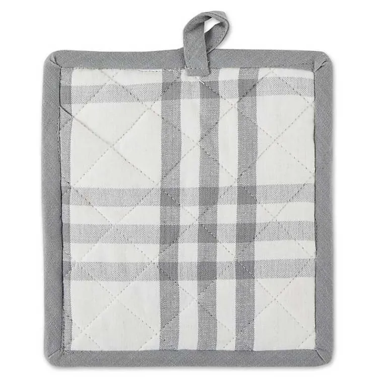 Kirklands Home Gray Plaid Eat Drink Enjoy 4-pc. Dish Towel Set