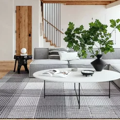 Kirklands Home Plaid Emily Henderson x RugsUSA Rug, 8x10 Gray New
